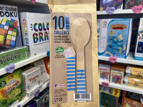10 Cuilleres en Bois Bleu
