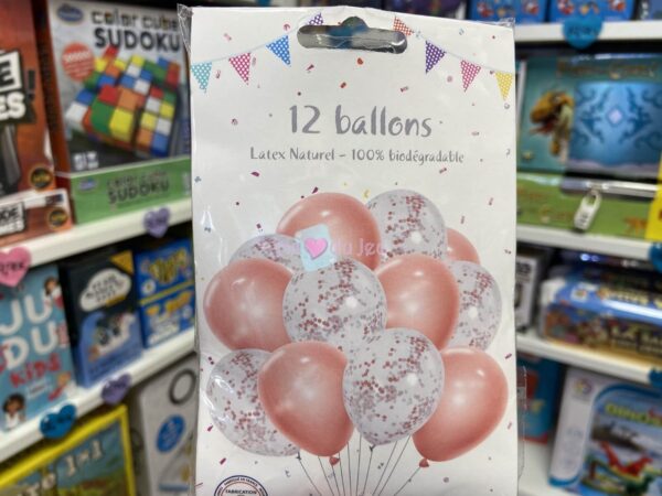 12 Ballons Rose Gold et Confettis
