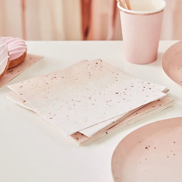 16 Serviettes Rose Gold Ginger Ray