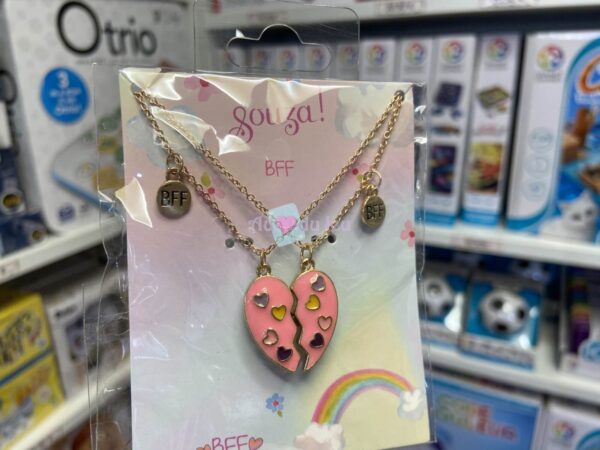 2 Colliers BFF Coeur Rose