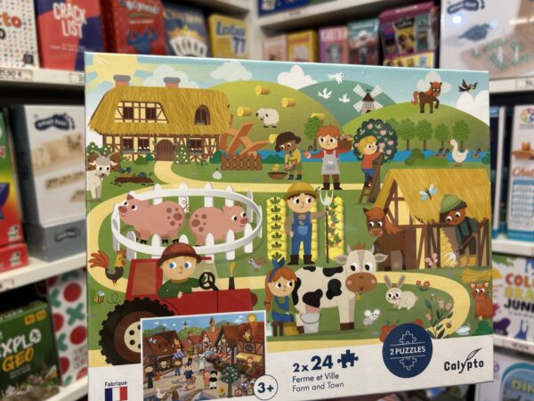 2 Puzzles 24 Pièces Ferme et Ville