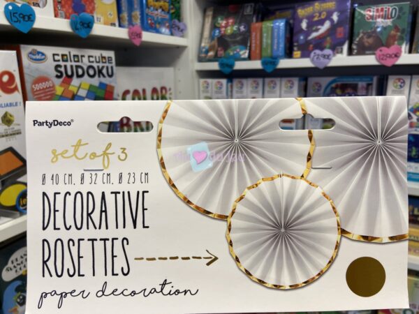 3 Rosettes en Papier Blanc PartyShop