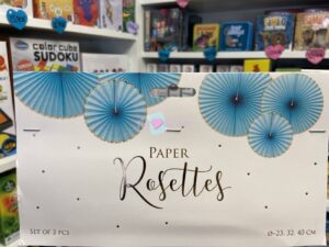 3 Rosettes en Papier Bleu Clair PartyDeco