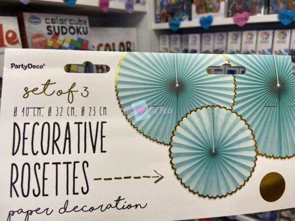 3 Rosettes en Papier Bleu