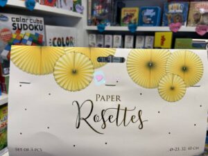 3 Rosettes en Papier Jaune PartyDeco