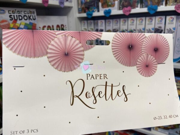 3 Rosettes en Papier Rose