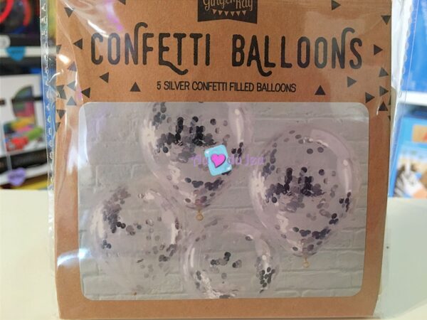 5 Ballons Confetti Argent