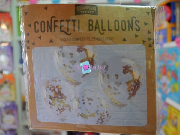 5 Ballons Confetti Or
