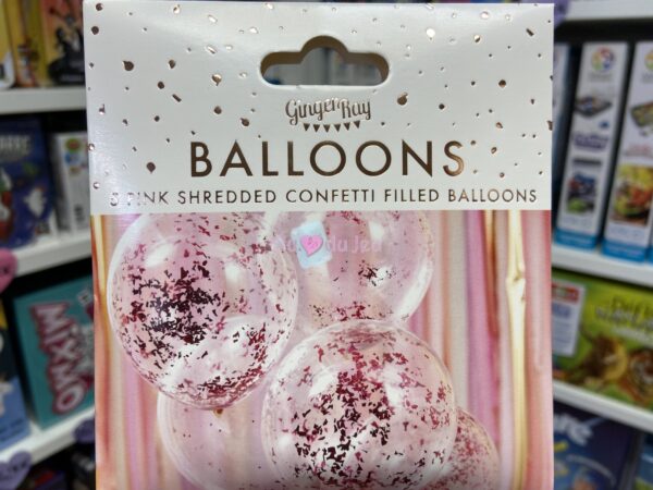 5 Ballons Confettis Rose Fushia