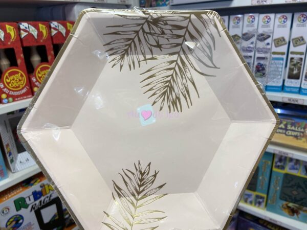 6 Assiettes Feuilles Rose