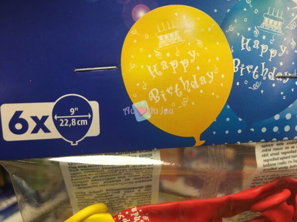 6 Ballons en Latex Happy Birthday 9'' – Image 2