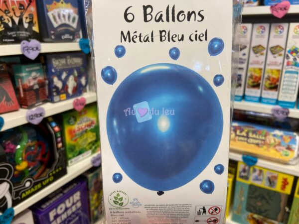 6 Ballons Métal Bleu Ciel 12''