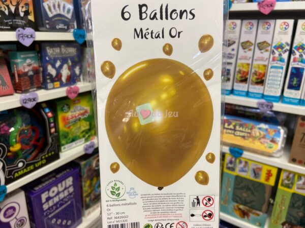 6 Ballons Métal Dore 12''