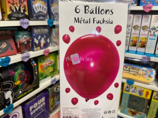 6 Ballons Métal Fuschia 12''