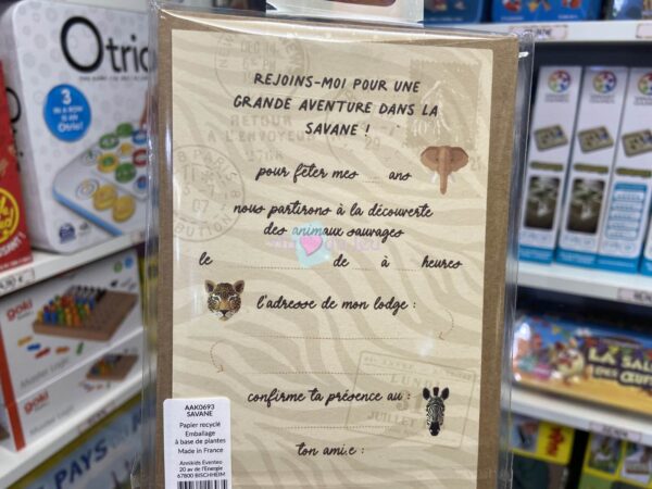 6 Cartes Invitations Savane Annikids