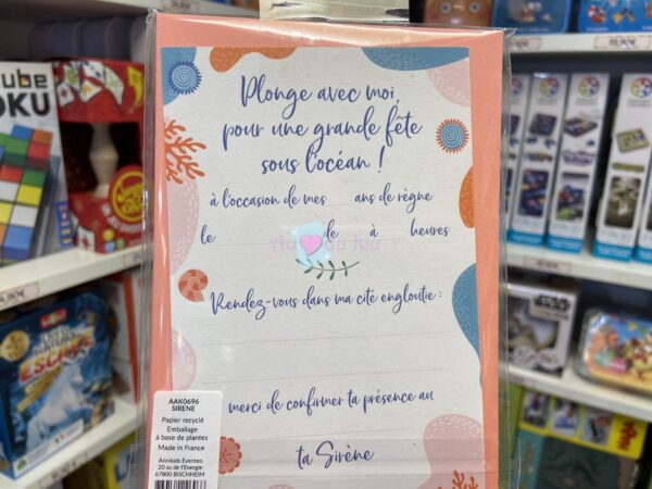 6 Cartes Invitations Sirènes Annikids