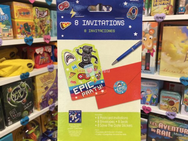 8 Cartes Invitations Epic Party
