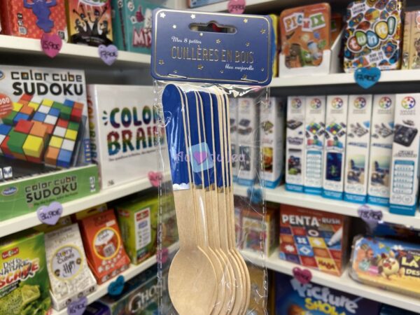8 Petites Cuillères en Bois Bleu