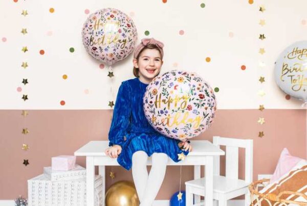 Ballon Happy Birthday Fleurs 35 cm Amscan