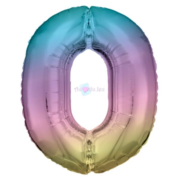 Ballon Chiffre 0 Arc-en-ciel Pastel (86 cm) Amscan