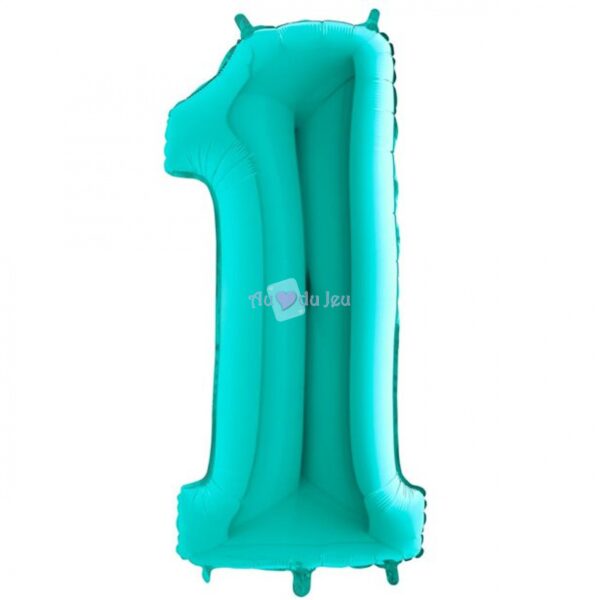 Ballon Chiffre 0 Bleu Tiffany – Image 2