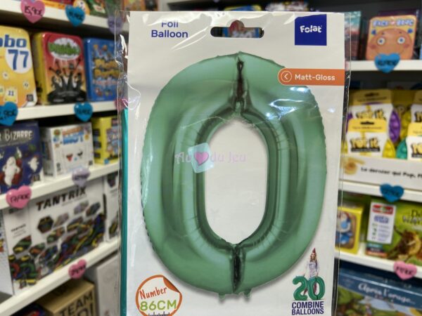 Ballon Chiffre 0 Vert Métallique