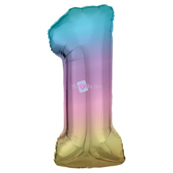 Ballon Chiffre 1 Arc-en-ciel Pastel (86 cm)