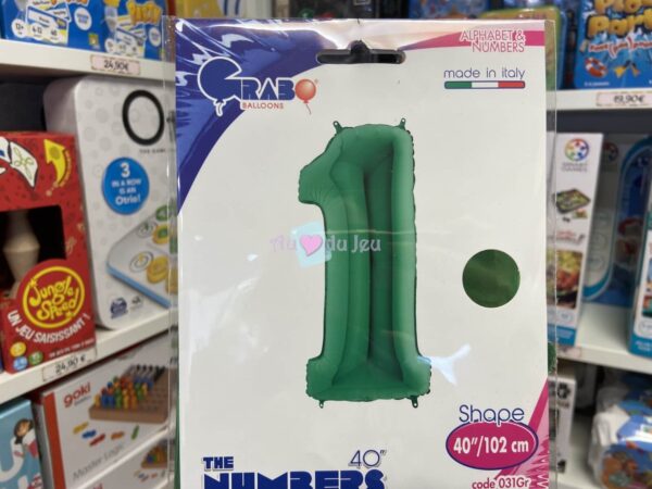 Ballon Chiffre 1 Vert 102 cm – Image 2