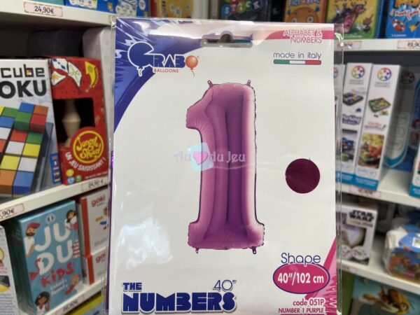 Ballon Chiffre 1 Violet 102 cm Grabo