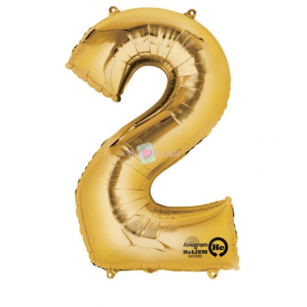 Ballon Chiffre 2 Doré – Image 2