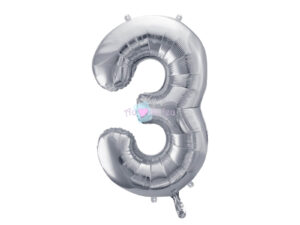 Ballon Chiffre 3 - Argente (86 cm) PartyDeco