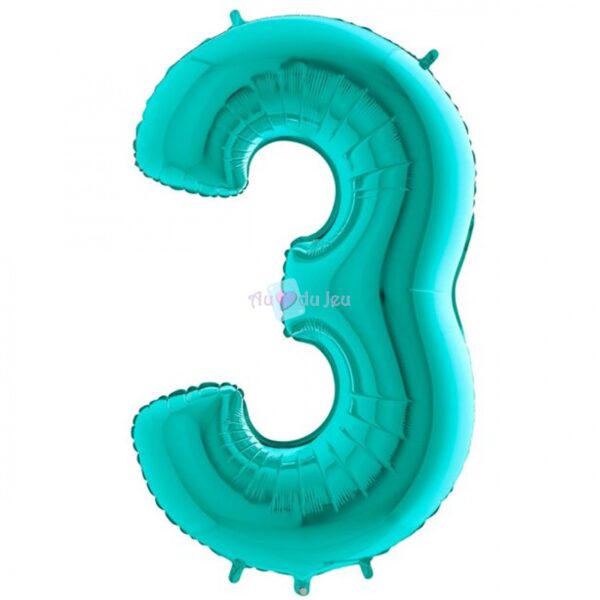 Ballon Chiffre 3 Bleu Tiffany – Image 2