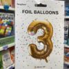 Ballon Chiffre 3 - Dore (86 cm)