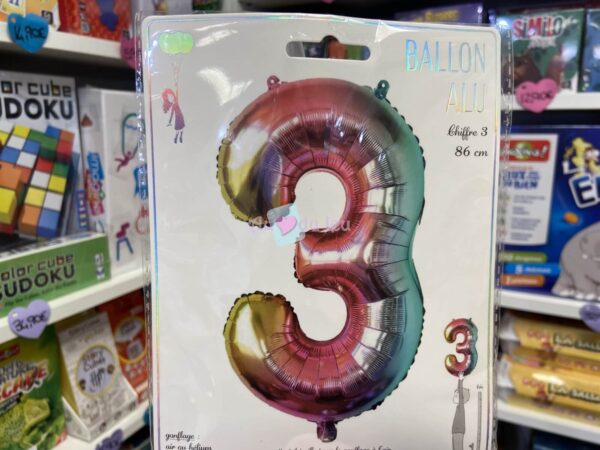 Ballon Chiffre 3 Irise Pastel