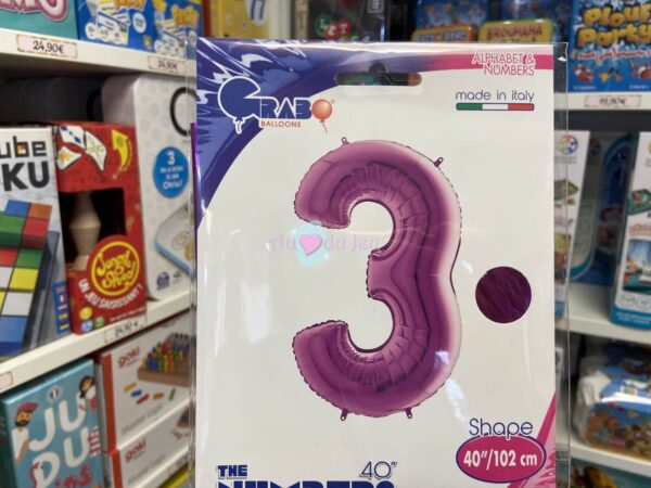 Ballon Chiffre 3 Violet 102 cm – Image 2