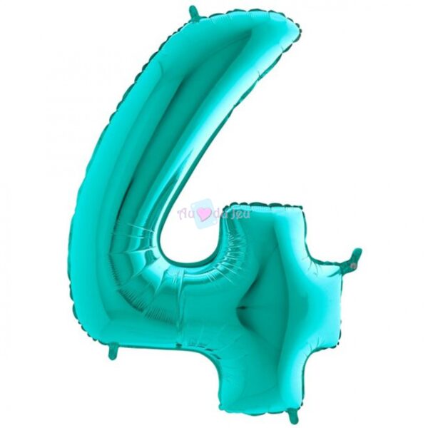 Ballon Chiffre 4 Bleu Tiffany – Image 2