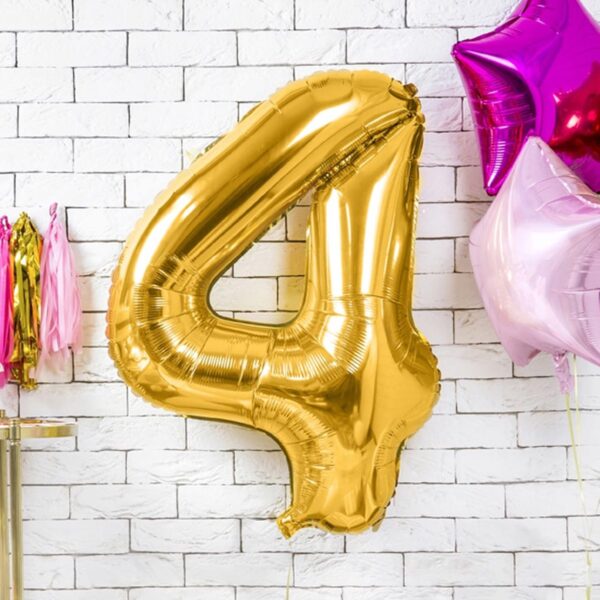 Ballon Chiffre 4 - Dore (86 cm) Fun With Mum