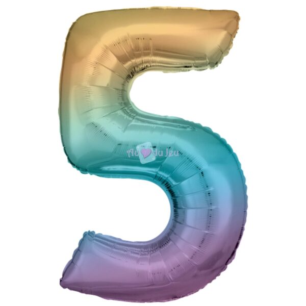 Ballon Chiffre 5 Arc-en-ciel Pastel (86 cm) Amscan