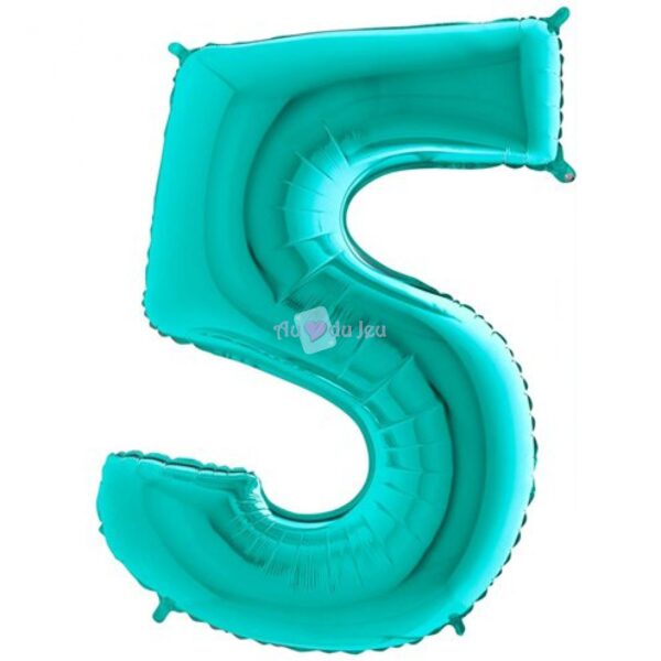 Ballon Chiffre 5 Bleu Tiffany – Image 2