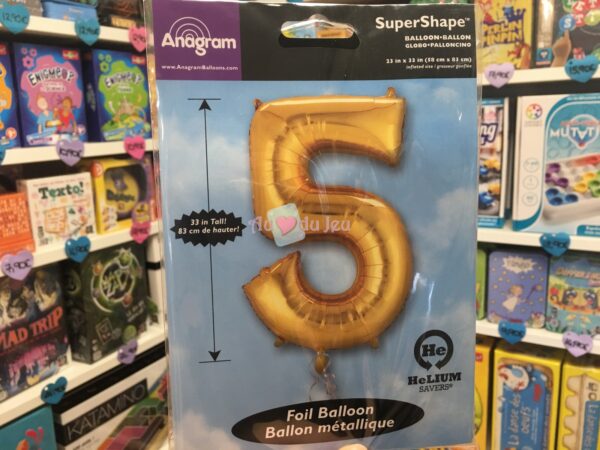 Ballon Chiffre 5 Doré