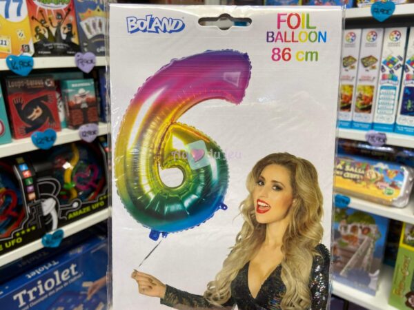 Ballon Chiffre 6 Arc-en-ciel (86cm)