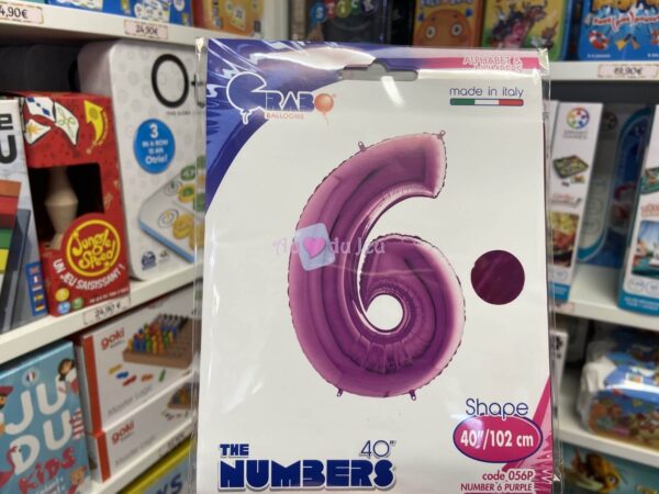 Ballon Chiffre 6 Violet 102 cm – Image 2