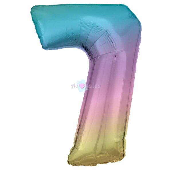 Ballon Chiffre 7 Arc-en-ciel Pastel (86 cm)