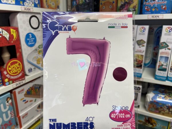 Ballon Chiffre 7 Violet 102 cm – Image 2