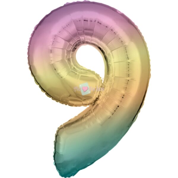 Ballon Chiffre 9 Arc-en-ciel Pastel (86 cm) Amscan