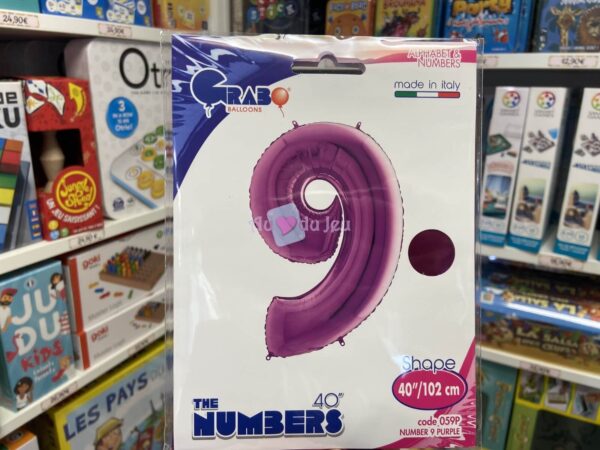 Ballon Chiffre 9 Violet 102 cm Grabo