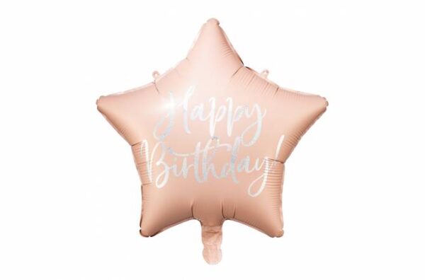 Ballon Etoile Happy Birthday Rose Amscan