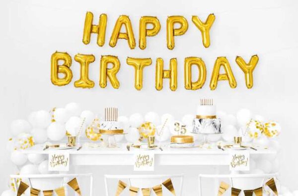 Ballon Lettres Happy Birthday Gold McParty