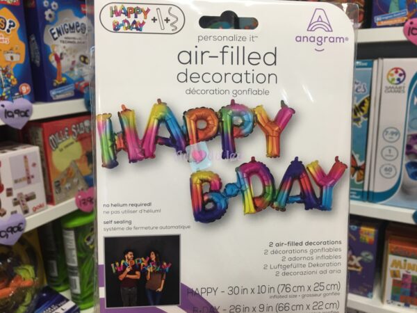 Ballon Lettres Happy Birthday Multicolore