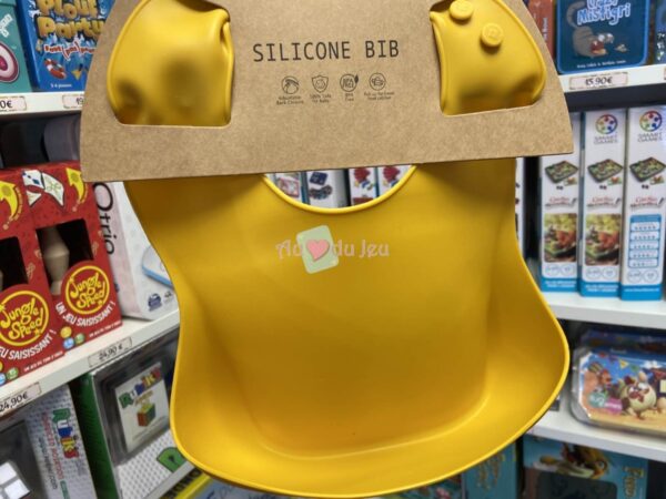 Bavoir en Silicone Avec Egouttoir - Jaune